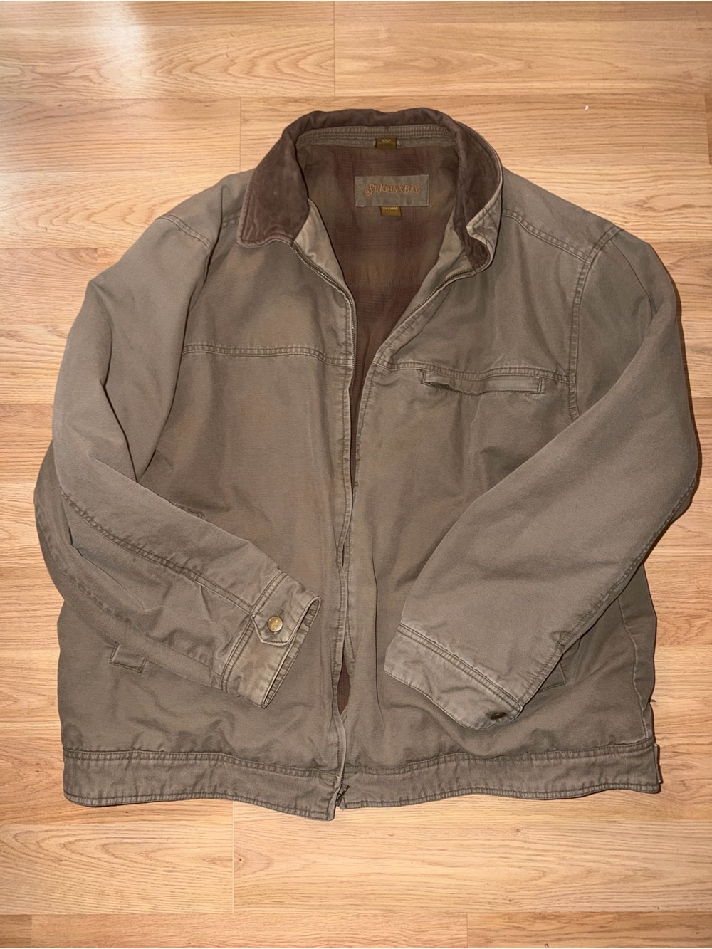 St. John's Bay Brown Canvas Field Jacket with Corduroy Collar